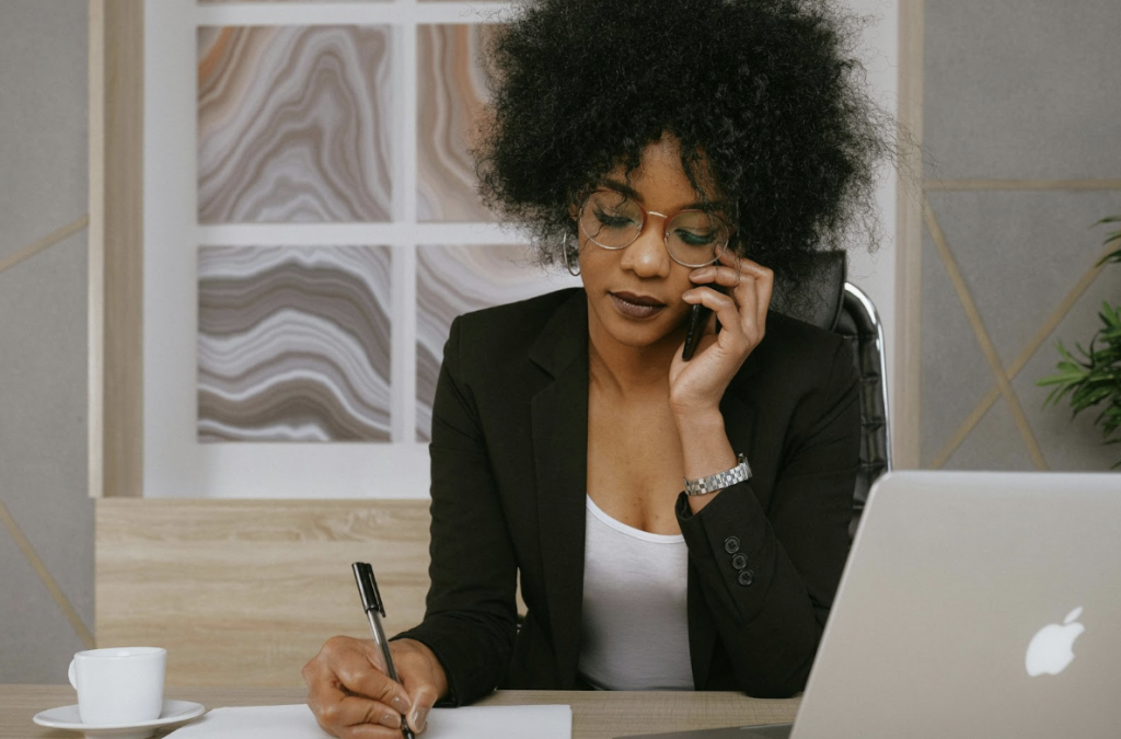 African American Woman Talking on a Smartphone